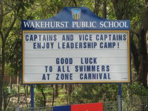 Changeable Sign at Wakehurts Public School